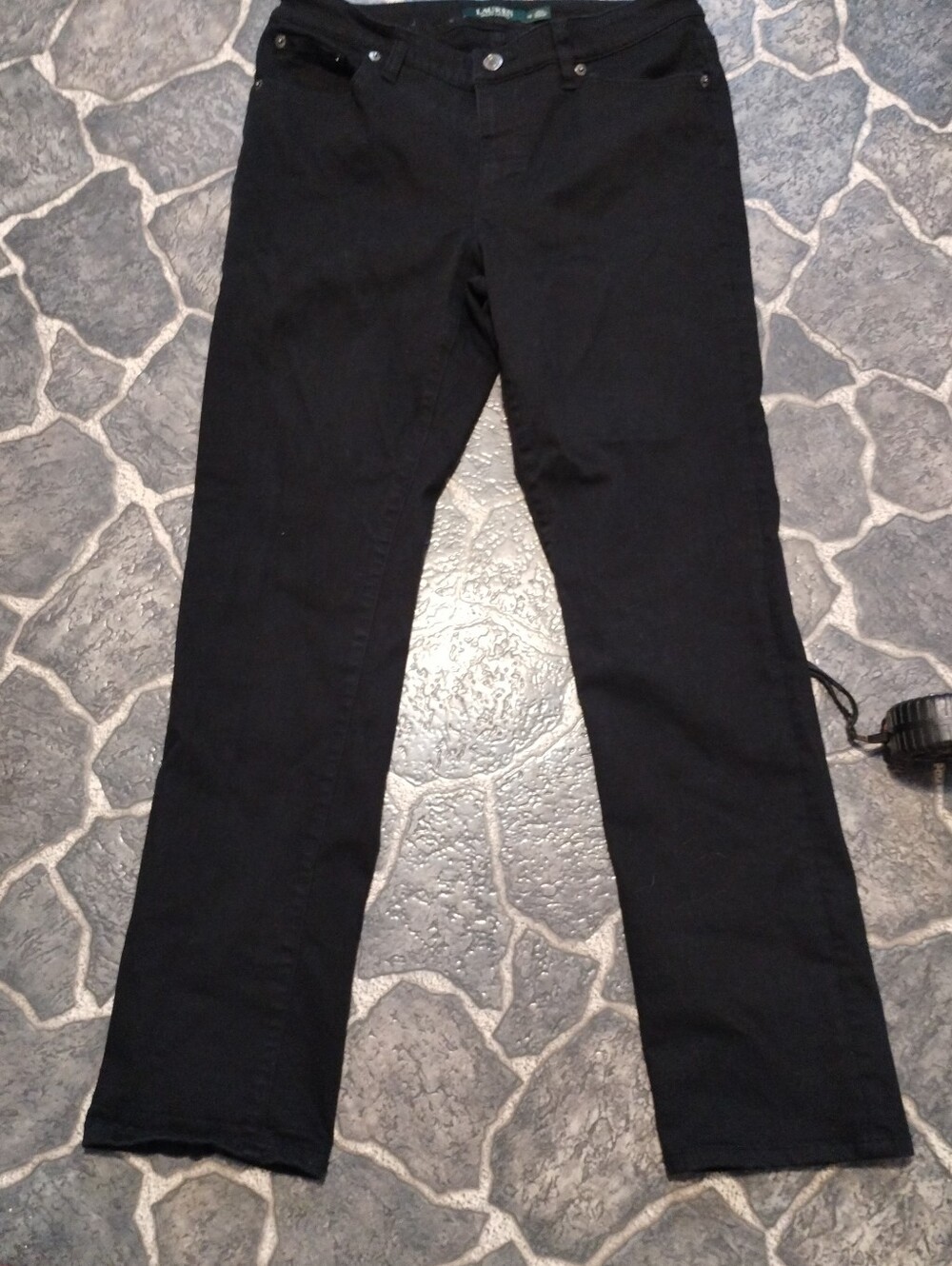 Ralph Lauren women's modern straight curvy stretchy black jeans Size 10